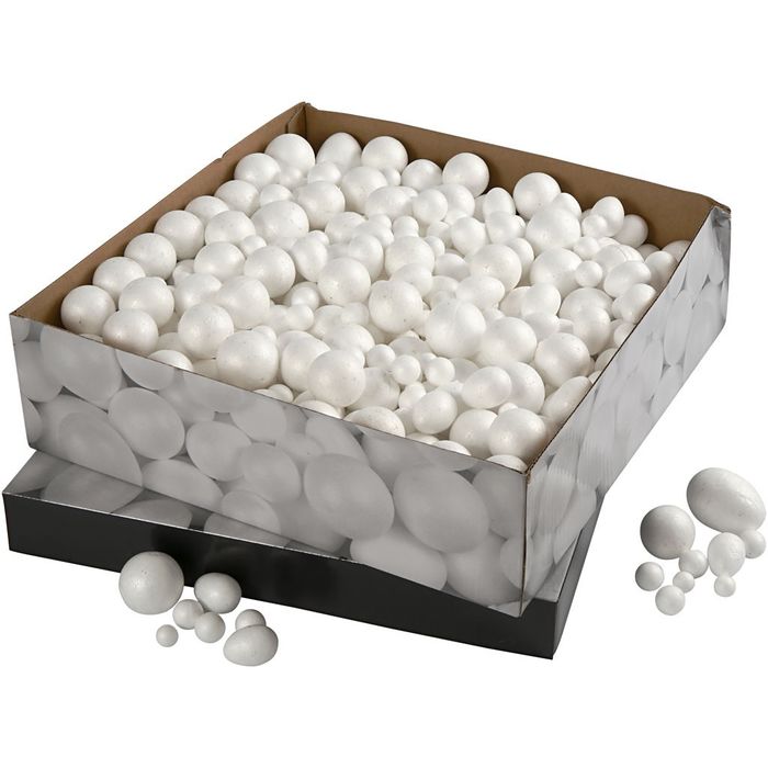 TOP-SELLER ! Styropor-Kugeln und Eier 1,5-6,1 cm, 550 sort. - Styropor- &  Watteformen Basismaterial Produkte 