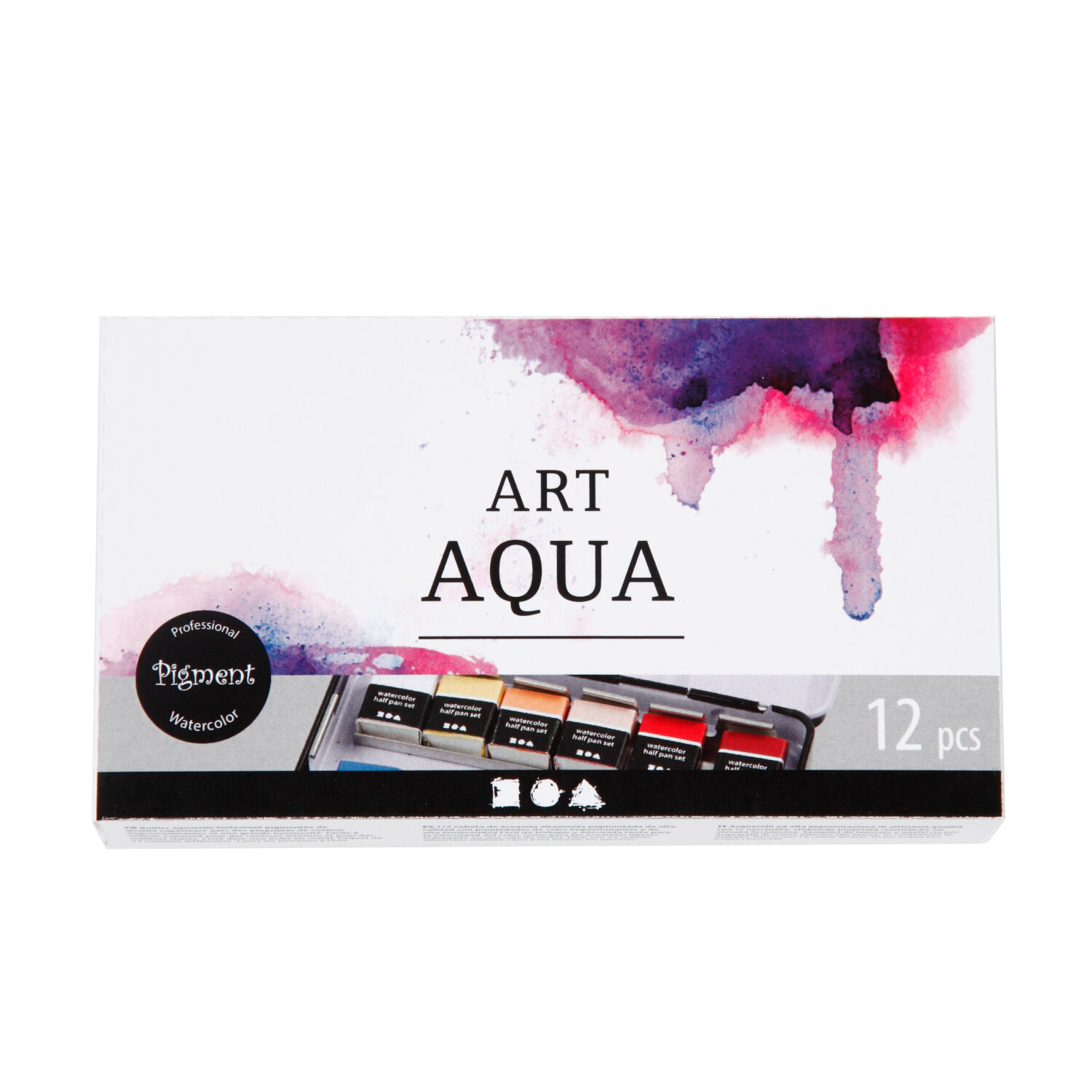 NEU Aquarellkasten Metall, Art Aqua Standard-Farben, gefllt mit 12x 1/2 Npfchen Bild 2