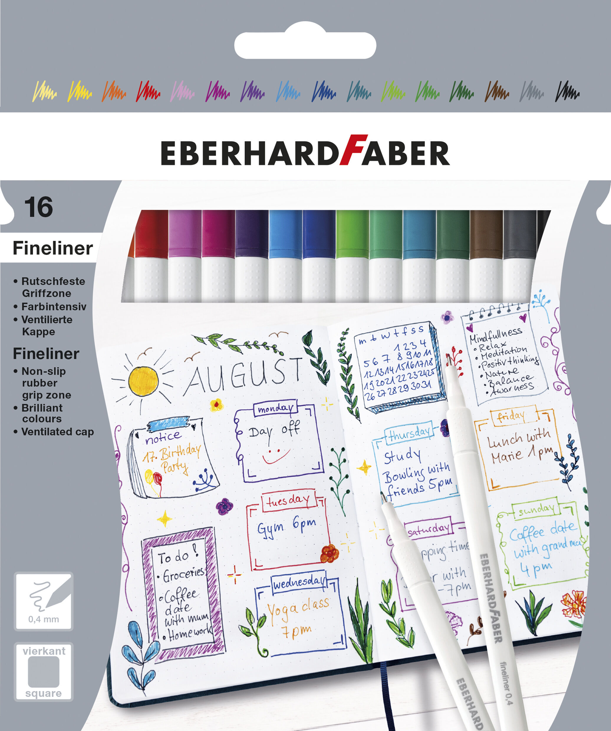 NEU EberhardFaber Fineliner, 16 Zeichenstifte farbig sortiert