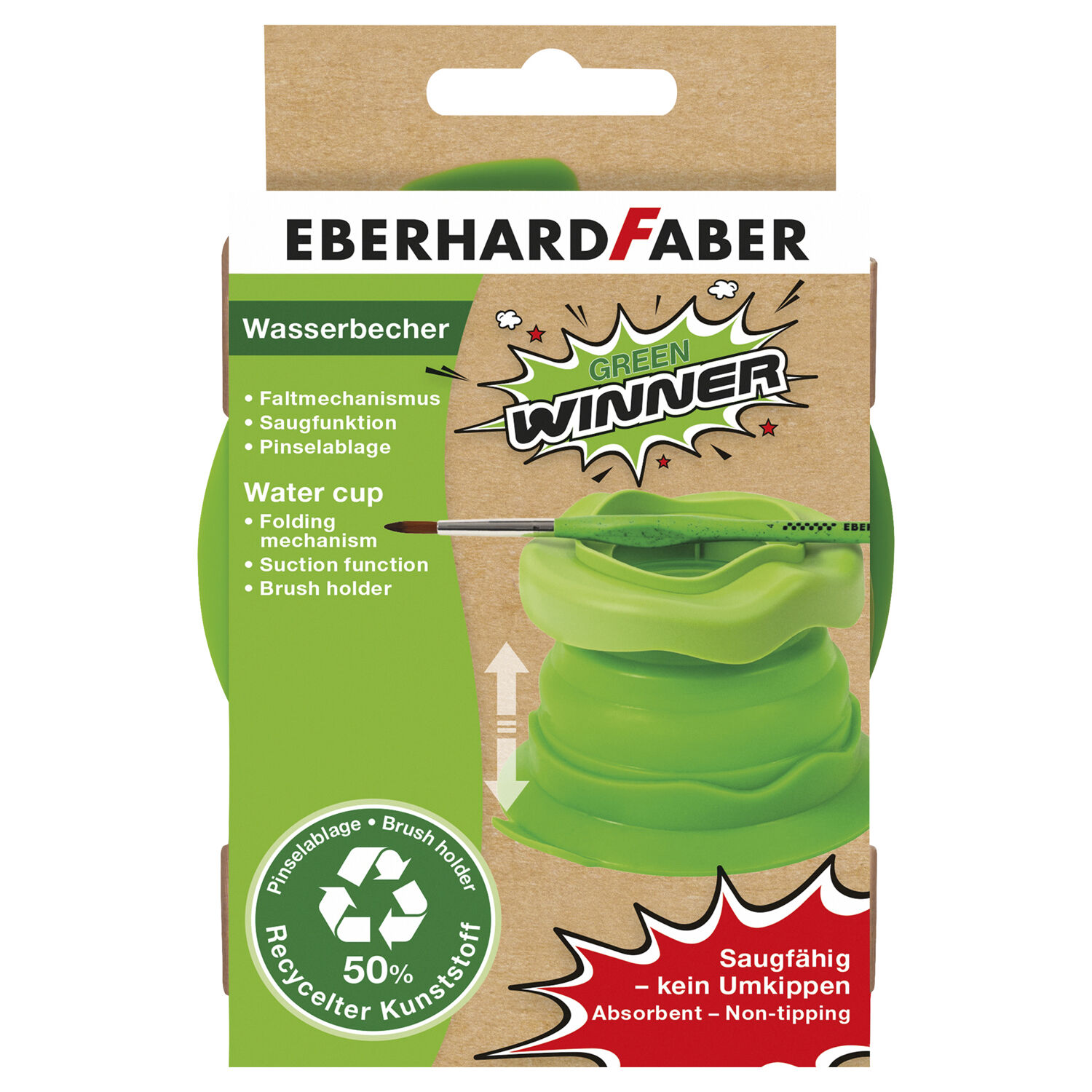 NEU EberhardFaber Green Winner, Wasserbecher faltbar mit Saugnapf