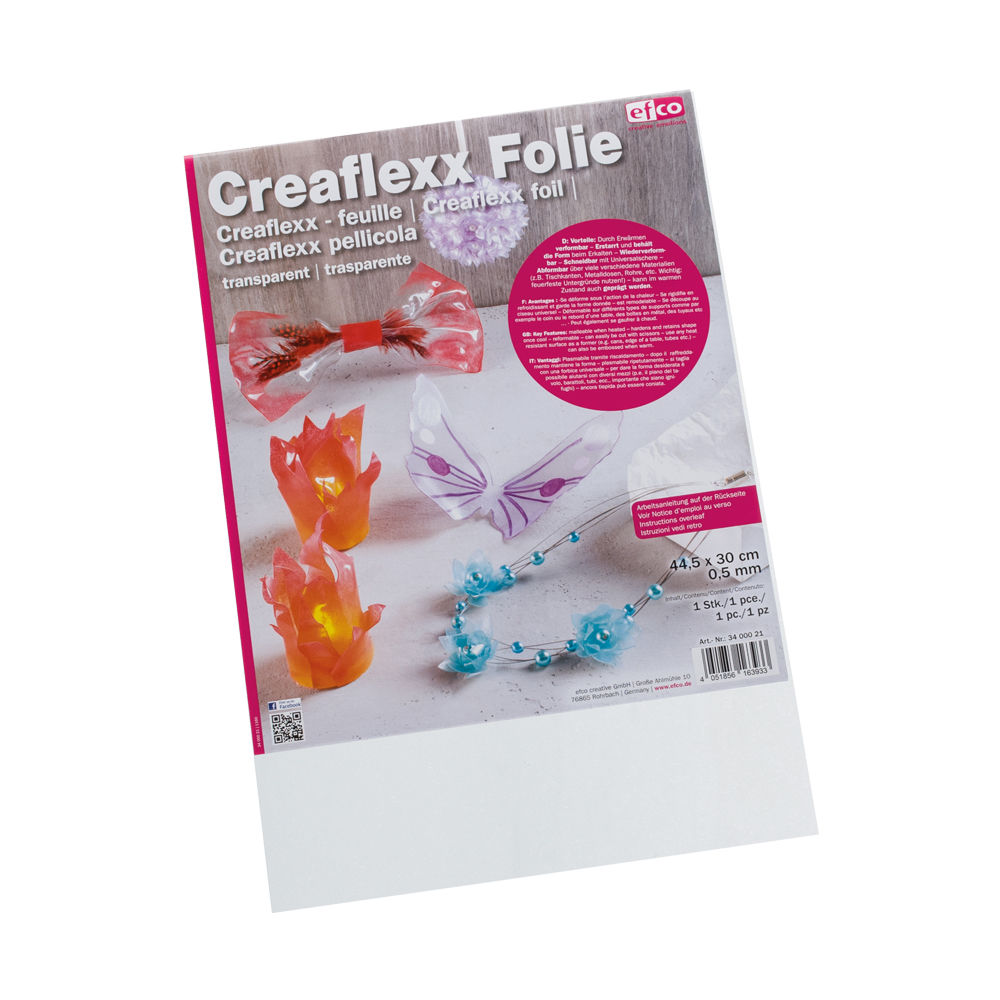 Creaflexx Folie / Thermoplastik, selbstklebend, transparent, 0,5 mm, 44,5 x  30 cm, 1 Stück - Schrumpffolie & CreaFlexx Creative Freizeit Produkte 