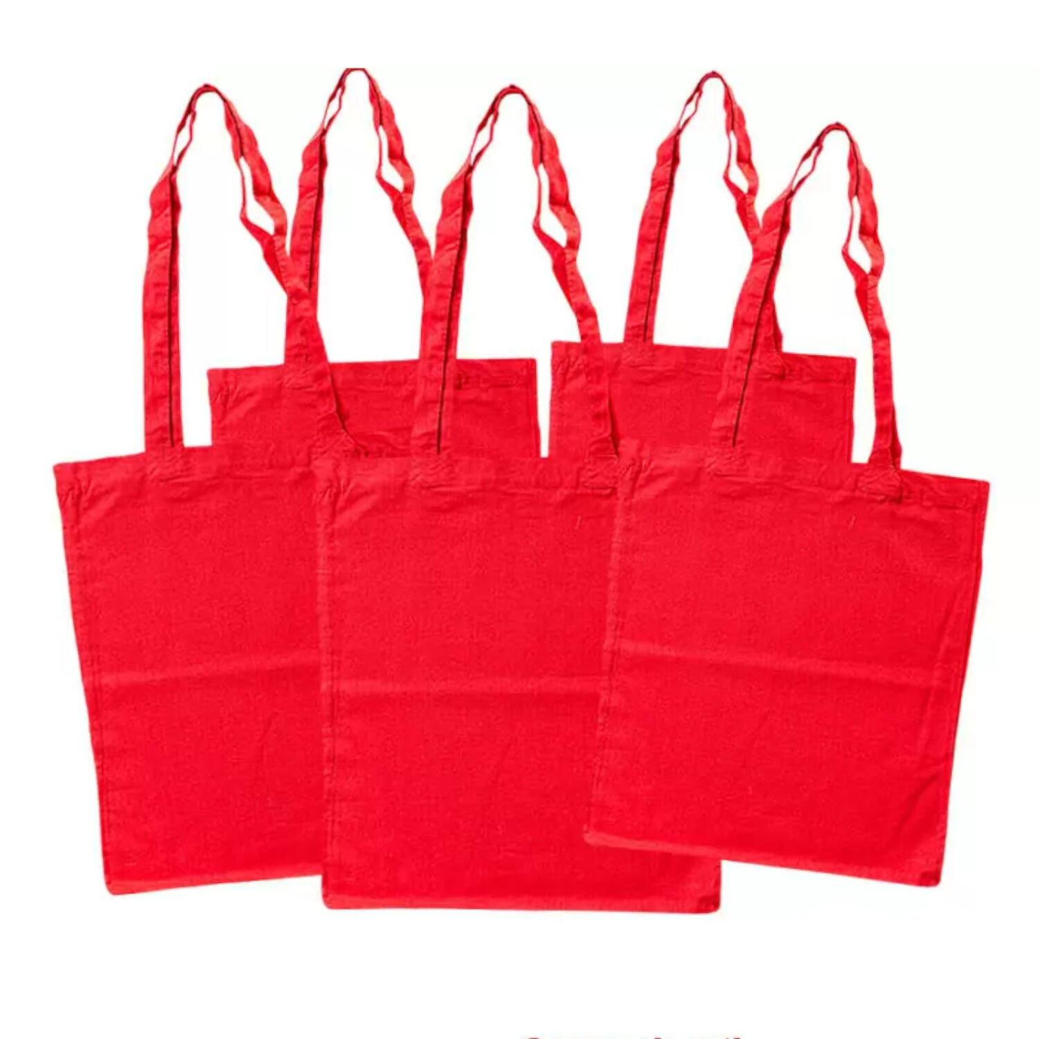 Sparpack, Baumwolltasche lange Tragegriffe, 38x42 cm, Rot, 12 Stck