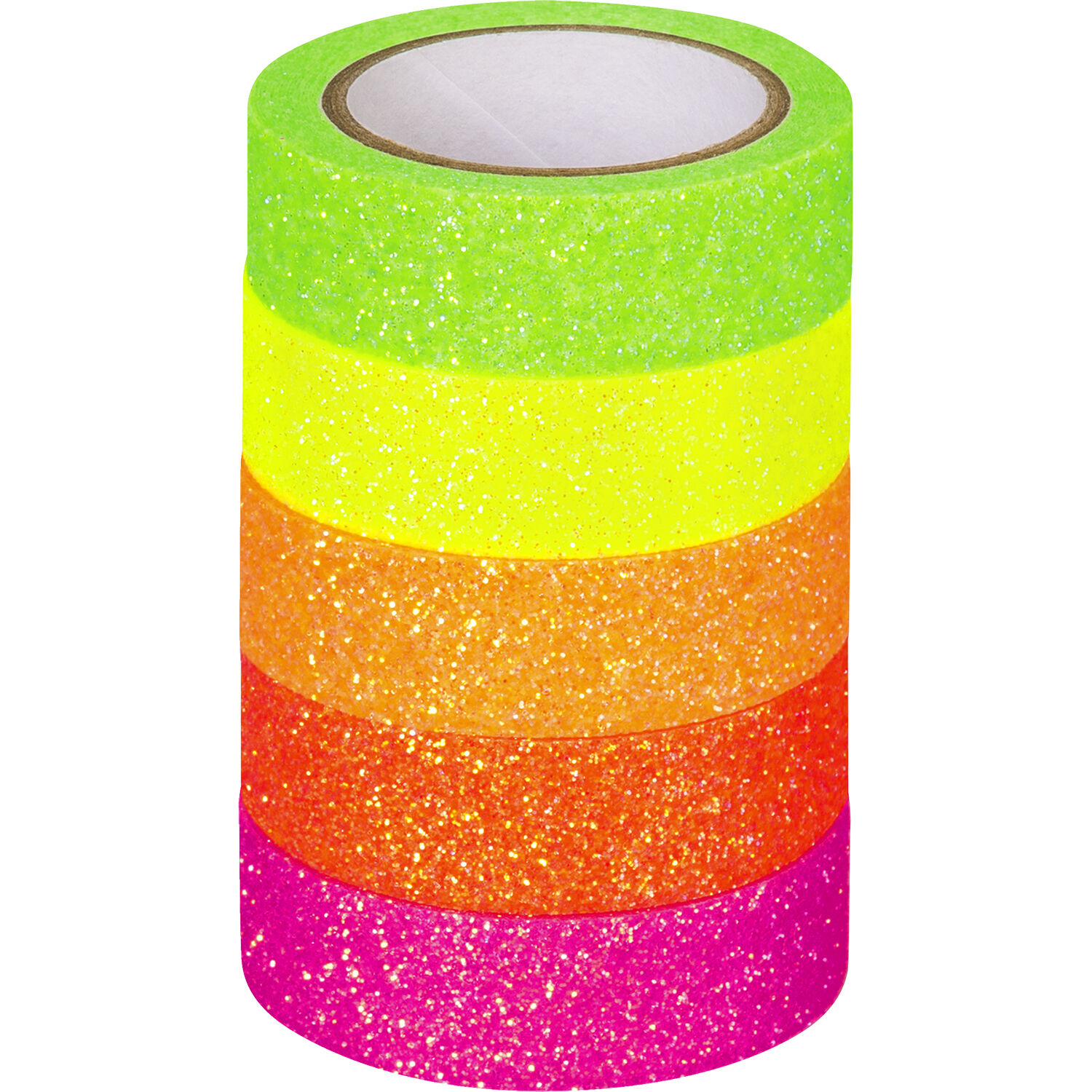 NEU Deko Tape / Klebeband, 5 Rollen, Neon Regenbogen Glitter - Washi Tape,  Fabric- & Glitter-Tape Klebeband, Sticker & Co. Papiere & Co. Produkte 