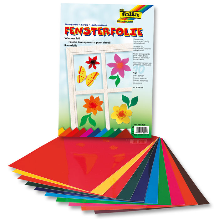 Fensterfolie 23x33 cm, 10 Bl., farbig sortiert - Bastelpackungen Papiere &  Co. Produkte 