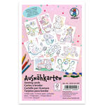 Ausnhkarten zum Aussticken und Ausmalen, 11 x 17 cm, 10 Blatt, 10 Motive