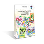 Stickkarten Set Ganzjahr, 10 Motivkarten, 11 x 17 cm, 6 x 8 m Stickgarn, 3 Sticknadeln