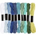Stickgarn, Dicke 1 mm, Harmonie in Blau-Gr�n, 10 St�ck x 8 m
