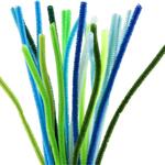 Pfeifenreiniger / Biegepl�sch / Chenilledraht, L�nge 30 cm, Dicke 6 mm, Harmonie in Gr�n-T�rkis, 25 St�ck
