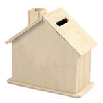 NEU Spardose in Hausform, Sperrholz, 9,6 x 11,7 x 5,5 cm, 1 Stück