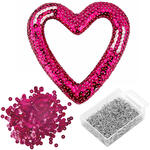 DIY Set Pailletten-Herzring, Kinder-Bastelset, Herzring Styropor 15cm, 1 Pack Pailletten, Stecknadeln 10mm