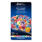 Staedtler Metalletui mit 12 Aquarell-Farbstiften Mars Lumograph
