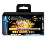 Staedtler Pigment Arts Brush Pen 6er Set, Gelb-Orange-Tne