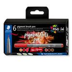 Staedtler Pigment Arts Brush Pen 6er Set, Rot-Braun-Tne