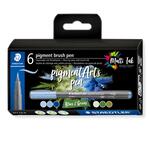 Staedtler Pigment Arts Brush Pen 6er Set, Blau-Grn-Tne