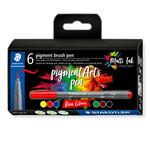 Staedtler Pigment Arts Brush Pen 6er Set, Basic-Tne