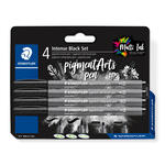 Staedtler Pigment Arts Pen Set, Intense Black, 4 Stifte