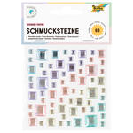 Sticker / Schmucksteine Eckig Pastell, selbstklebend, 67 Stck sortiert