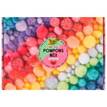 Pompons Mix Box Jumbo Pastell, 300g, ca. 900 Stck,  1,5-4cm, farbig sortiert