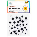 Wackelaugen Mix klein, selbstklebend, 40 Stück, 5-12mm sortiert