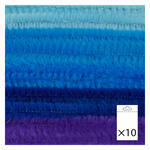 Chenilledraht / Pfeifenputzer / Biegeplsch, 8mm x 50cm, 10 Stk., Mix Blautne