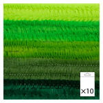 Chenilledraht / Pfeifenputzer / Biegeplsch, 8mm x 50cm, 10 Stk., Mix Grntne