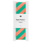 Satinband Streifen, 100% Polyester, Neon Rot-T�rkis, 25 mm x 3 m