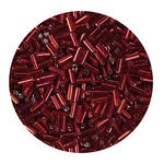 Rocailles-Perlen Stbchen, 6,75 mm, 14 g, Rot mit Silbereinzug