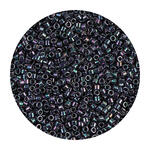 Rocailles-Perlen Itoshii Tube, 2 mm, 7 g, Blau-Grau Regenbogen