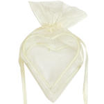 SALE Beutel aus Organza mit Herzrahmen, elfenbein, 4 Stk