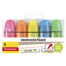 NEU Textmarker / Highlighter, Mini Neon Glitzer, 5 Farben sortiert