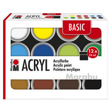 NEU Marabu Acrylfarbenset Basic, 12 x 18 ml